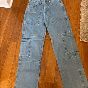 Ragged Denim Cargo Pants